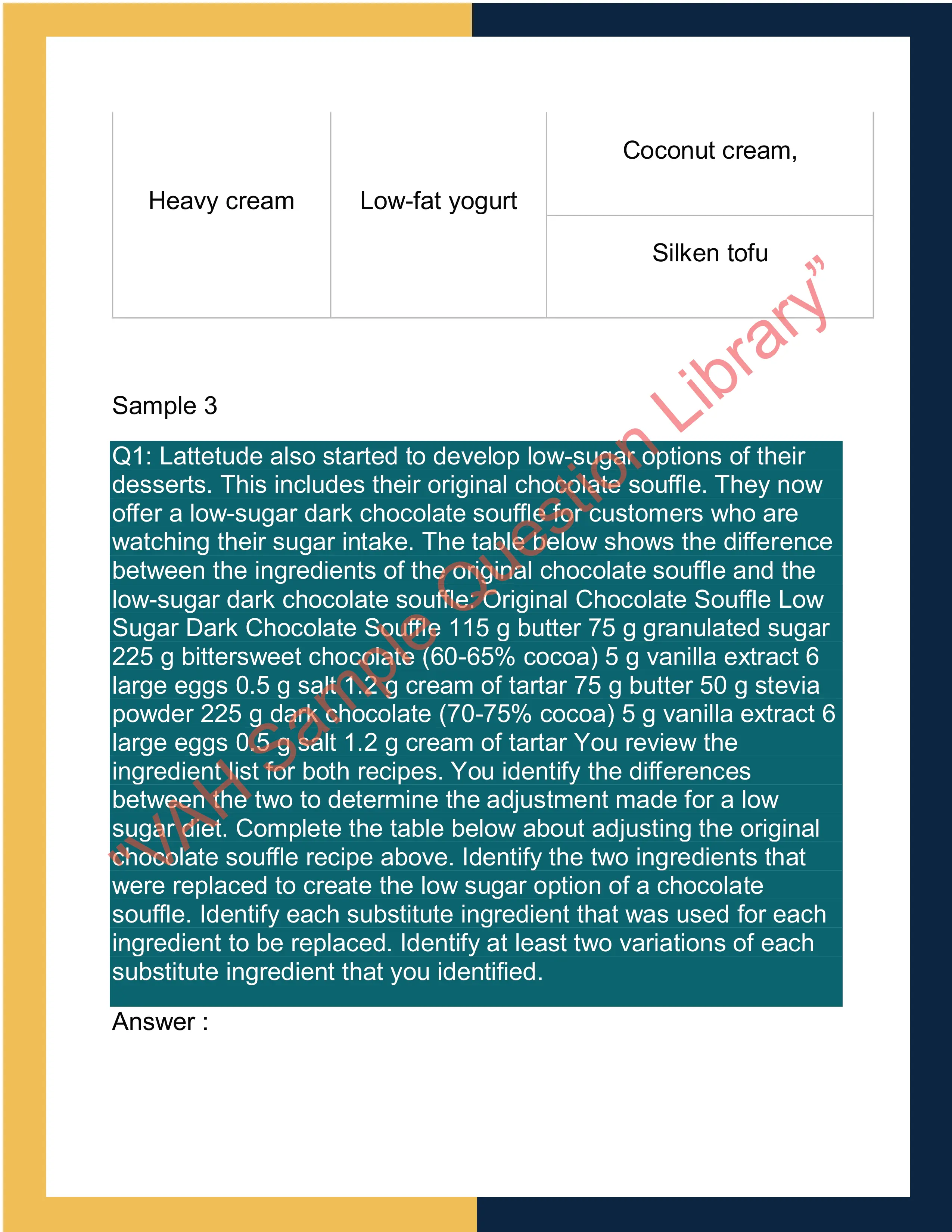 Sample Solution for SITHPAT016 - Produce desserts 4